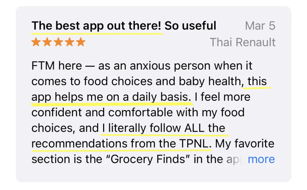the prenatal nutrition library feedback
